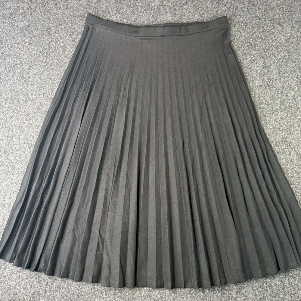 Devon Womens 14 Black Pleated Midi Skirt Made USA Accordion Dark Academia